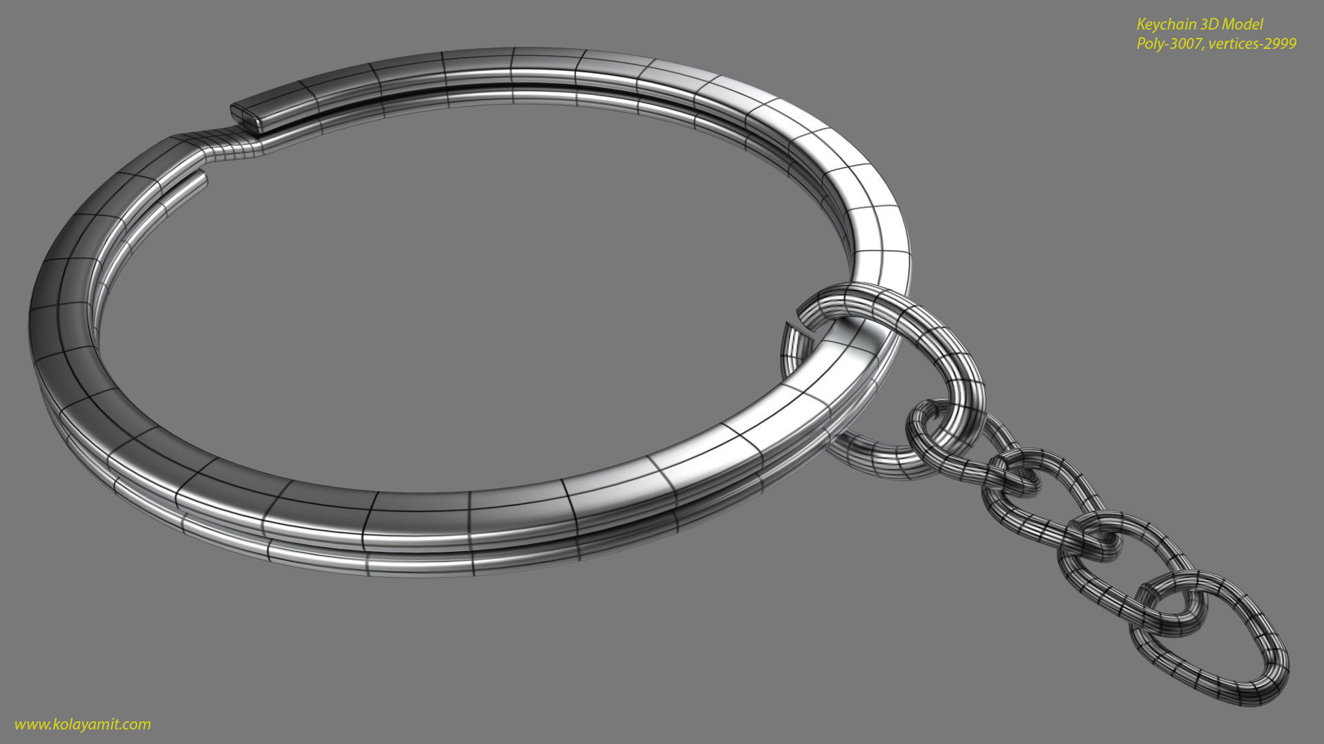 keychain 3D Model key ring with chain Low-poly 3D model_1