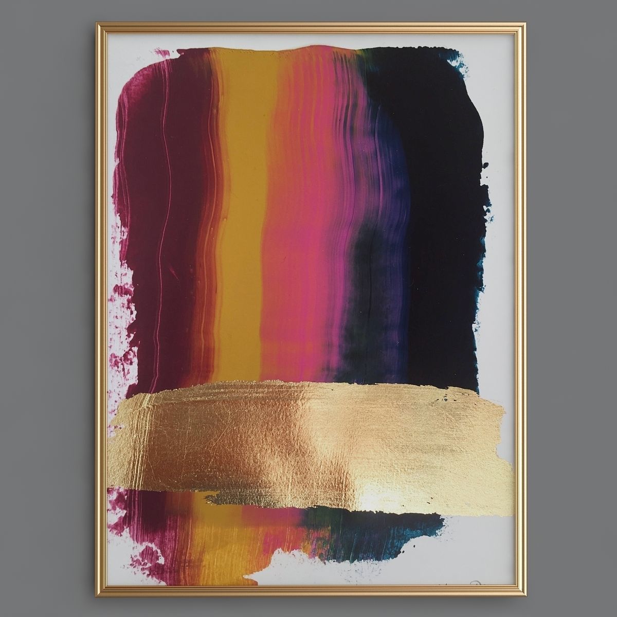 Modern contemporary gold white painting  canvas  3D model_4