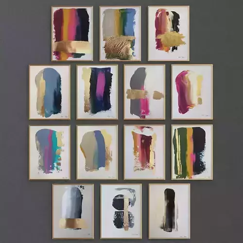 Modern contemporary gold white painting  canvas 