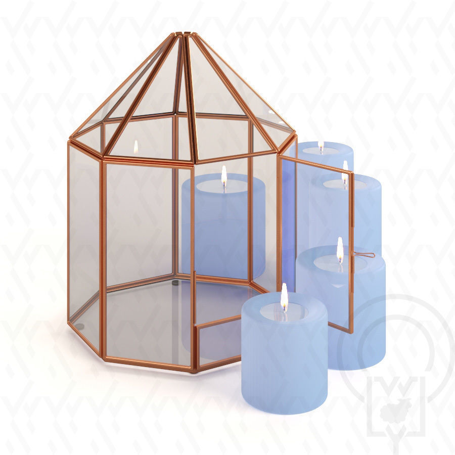 Glass tabletop gazebo Octagon Low-poly 3D model_2