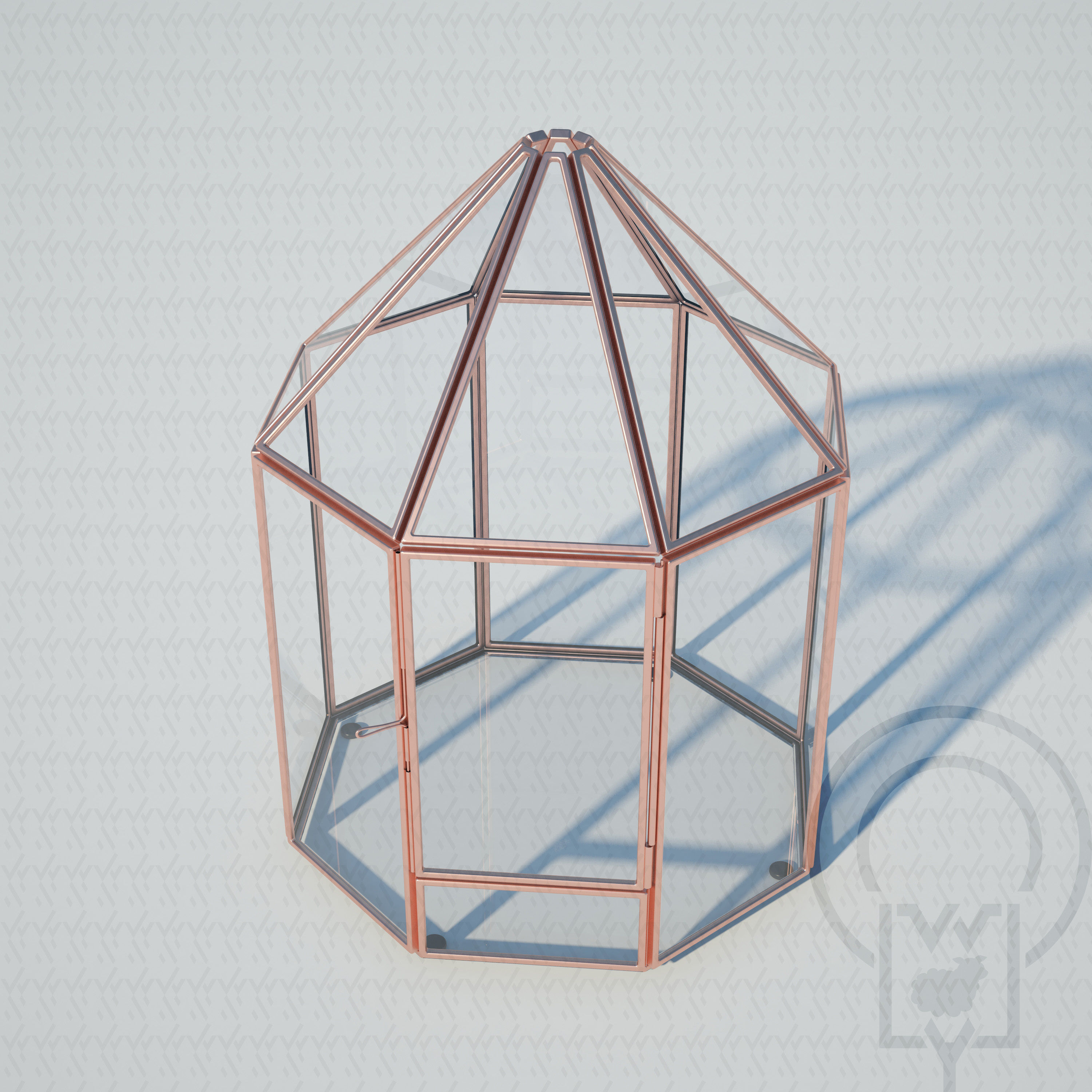 Glass tabletop gazebo Octagon Low-poly 3D model_8