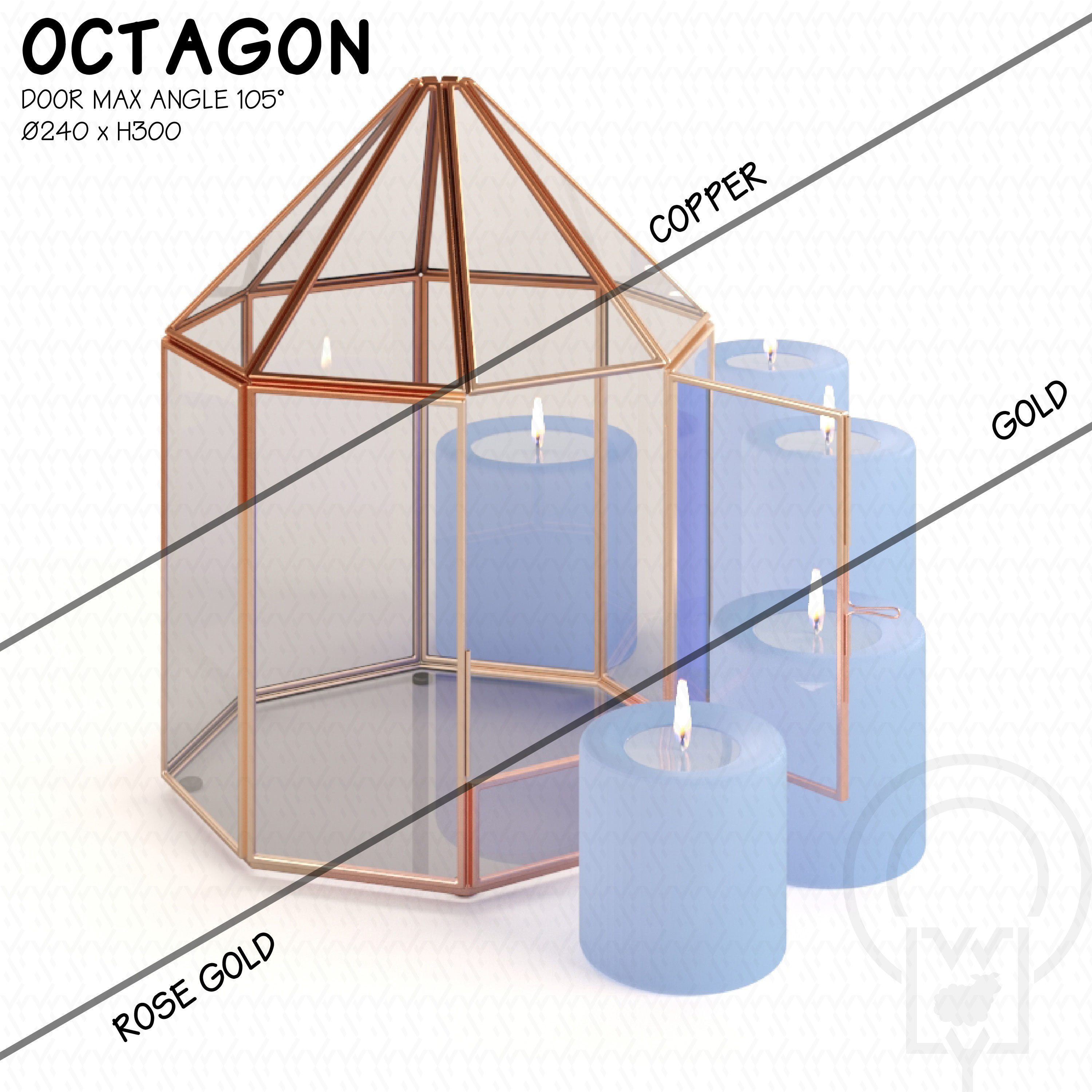 Glass tabletop gazebo Octagon Low-poly 3D model_1