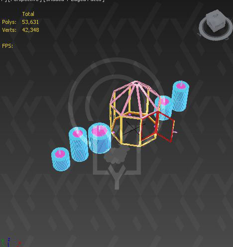 Glass tabletop gazebo Octagon Low-poly 3D model_16