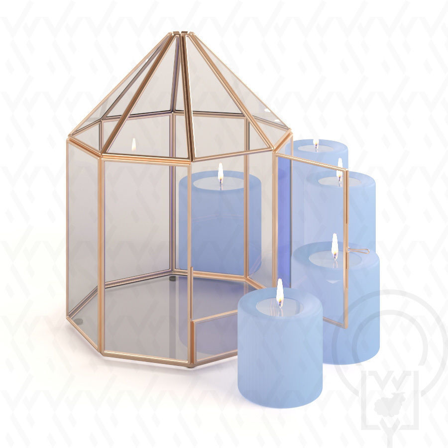 Glass tabletop gazebo Octagon Low-poly 3D model_4