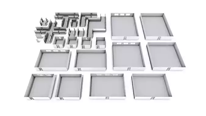 Large Modular Hospital Pack  Low-poly 3D model