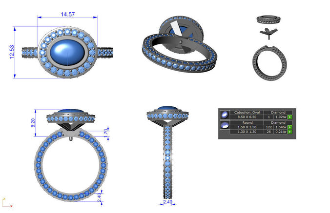 Opal bezel ring size-N 3D print model