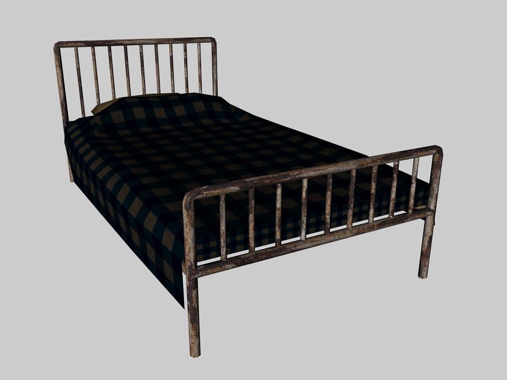 Bed for Prisons Hospitals Hotels Low-poly 3D model_3