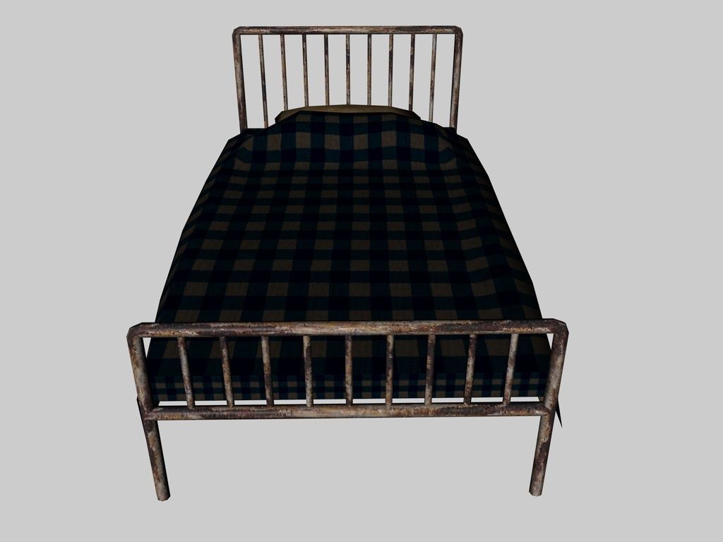 Bed for Prisons Hospitals Hotels Low-poly 3D model_1