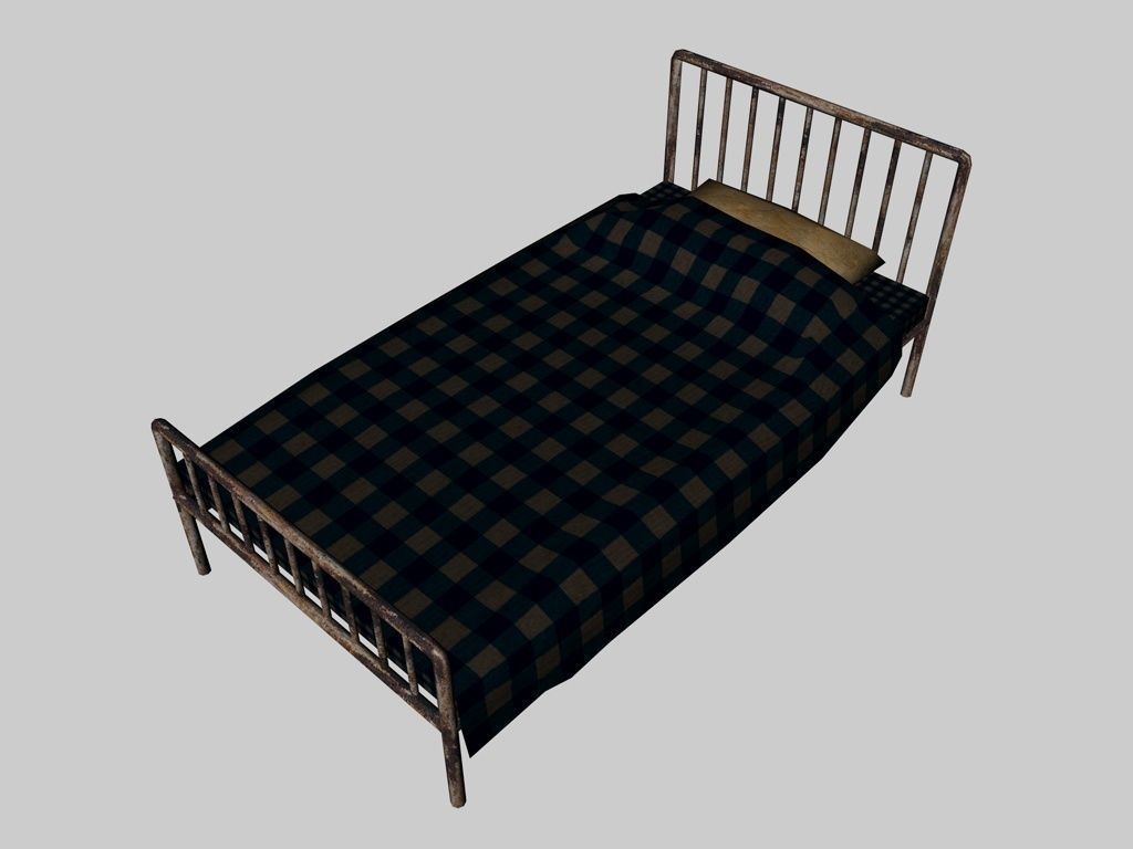 Bed for Prisons Hospitals Hotels Low-poly 3D model_5