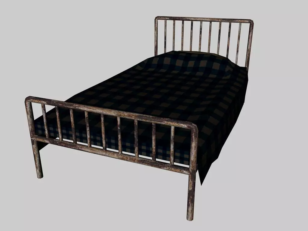 Bed for Prisons Hospitals Hotels Low-poly 3D model_0