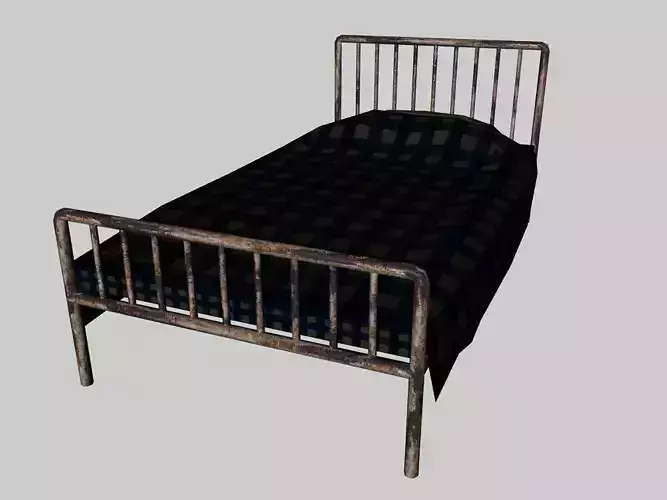 Bed for Prisons Hospitals Hotels Low-poly 3D model