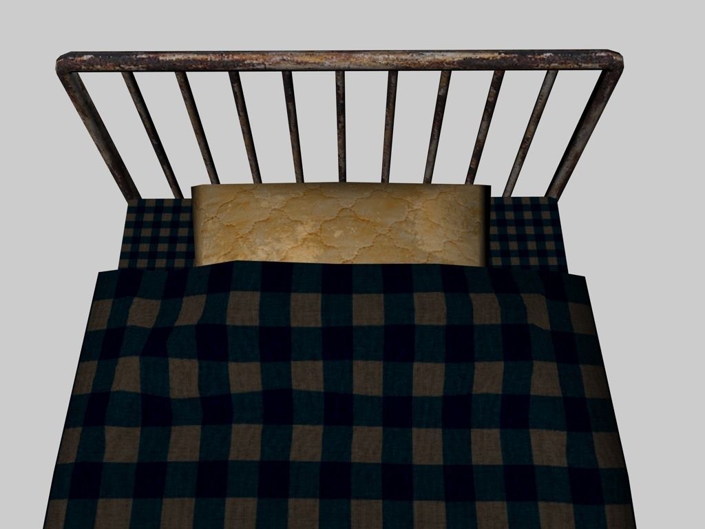Bed for Prisons Hospitals Hotels Low-poly 3D model_4