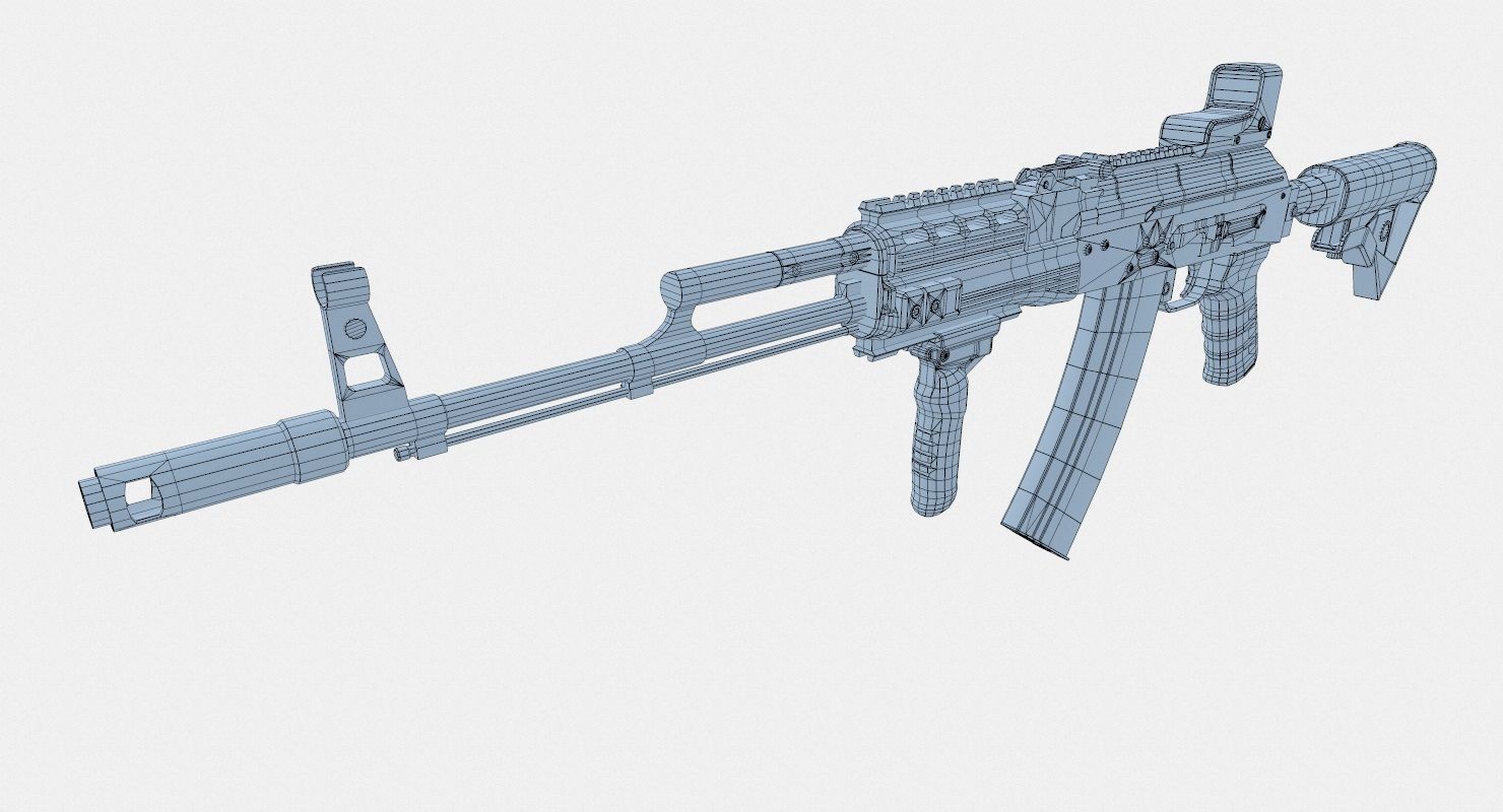 AK-74M Tactical Low-poly 3D model_11