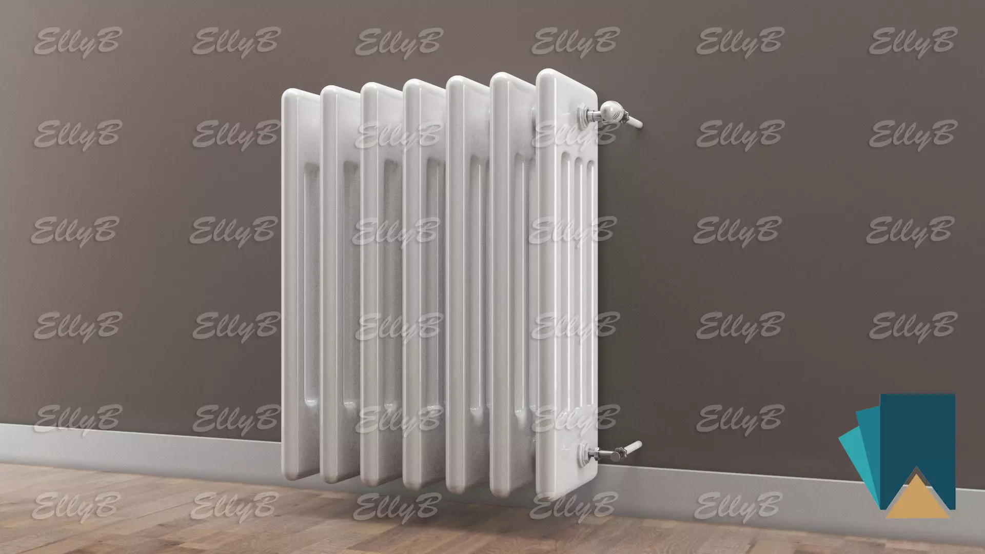 Radiator with Thermostatic Valve 3D model_0