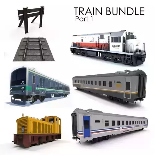 Train Bundle Part 1 Low-poly 3D model
