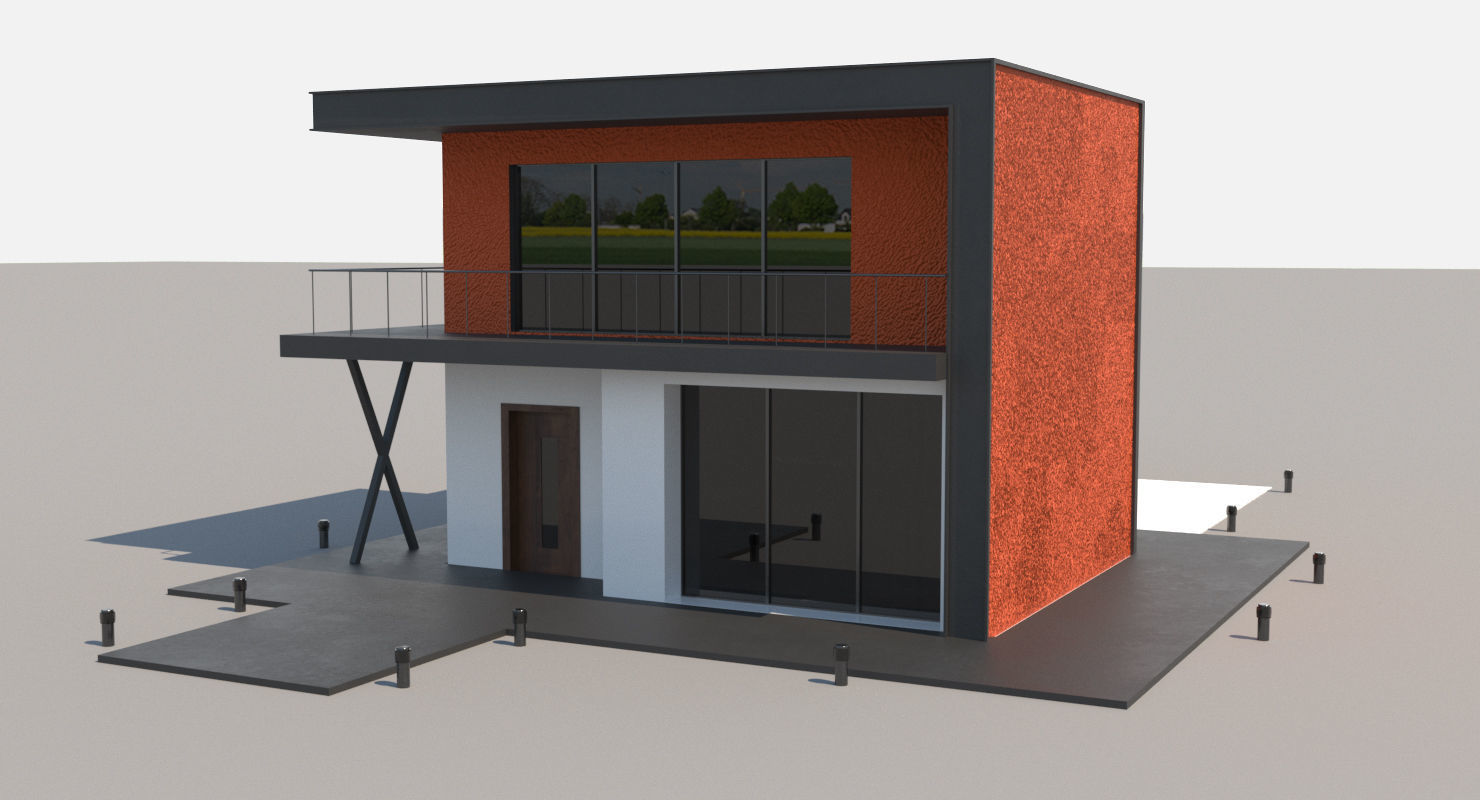 Loft Style House Low-poly 3D model_4