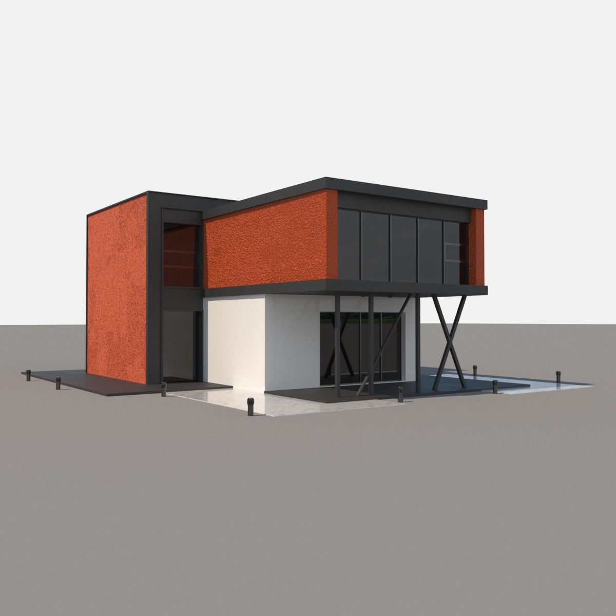 Loft Style House Low-poly 3D model_5