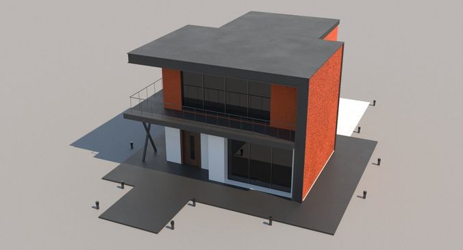 Loft Style House Low-poly 3D model