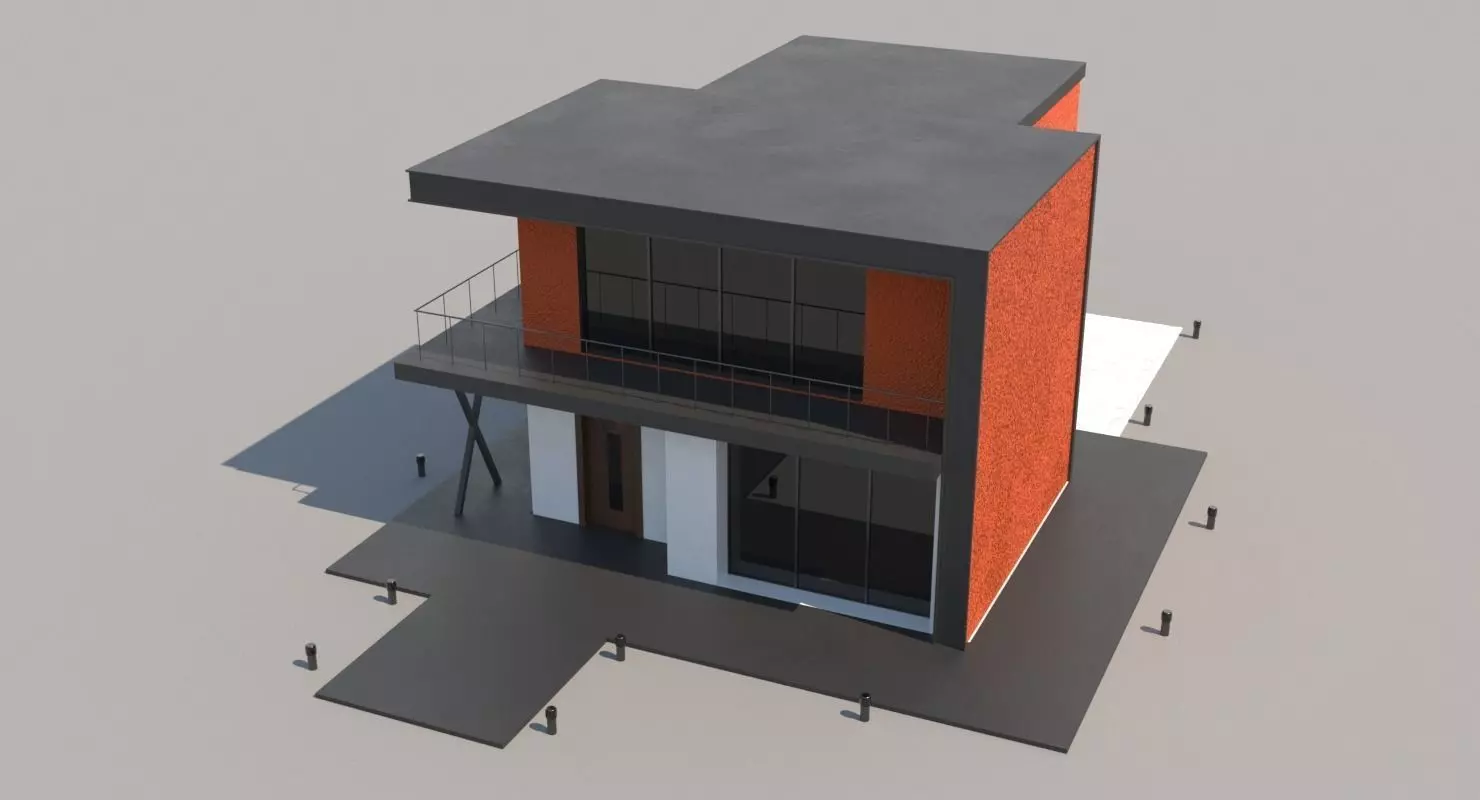 Loft Style House Low-poly 3D model_0