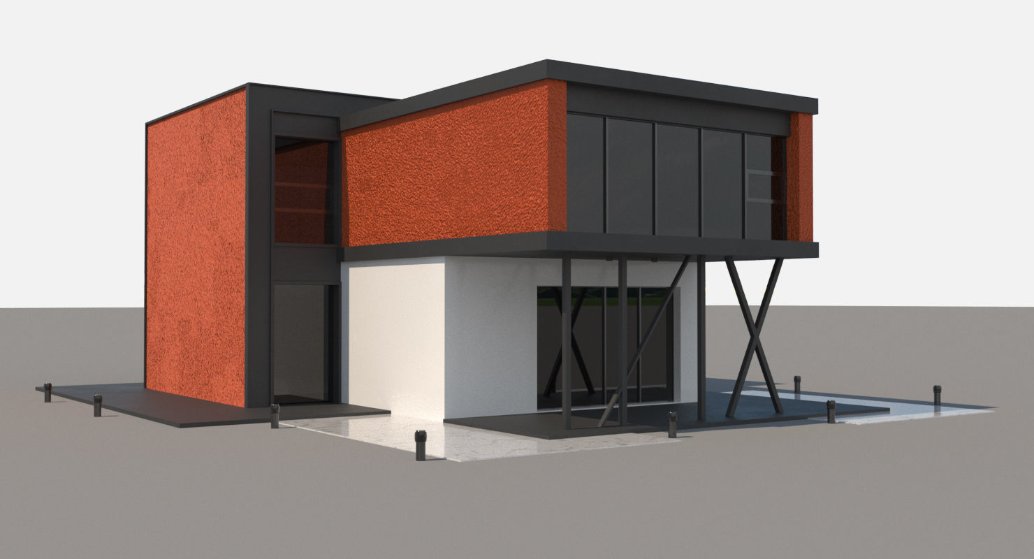 Loft Style House Low-poly 3D model_1