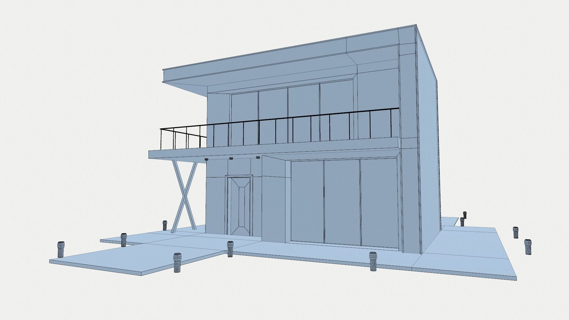 Loft Style House Low-poly 3D model_8