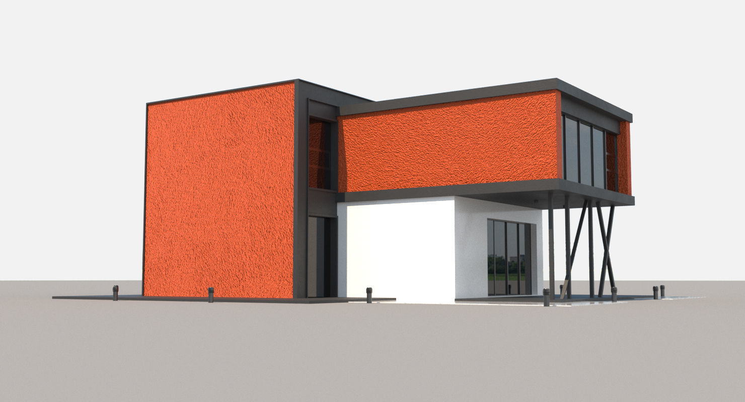 Loft Style House Low-poly 3D model_2