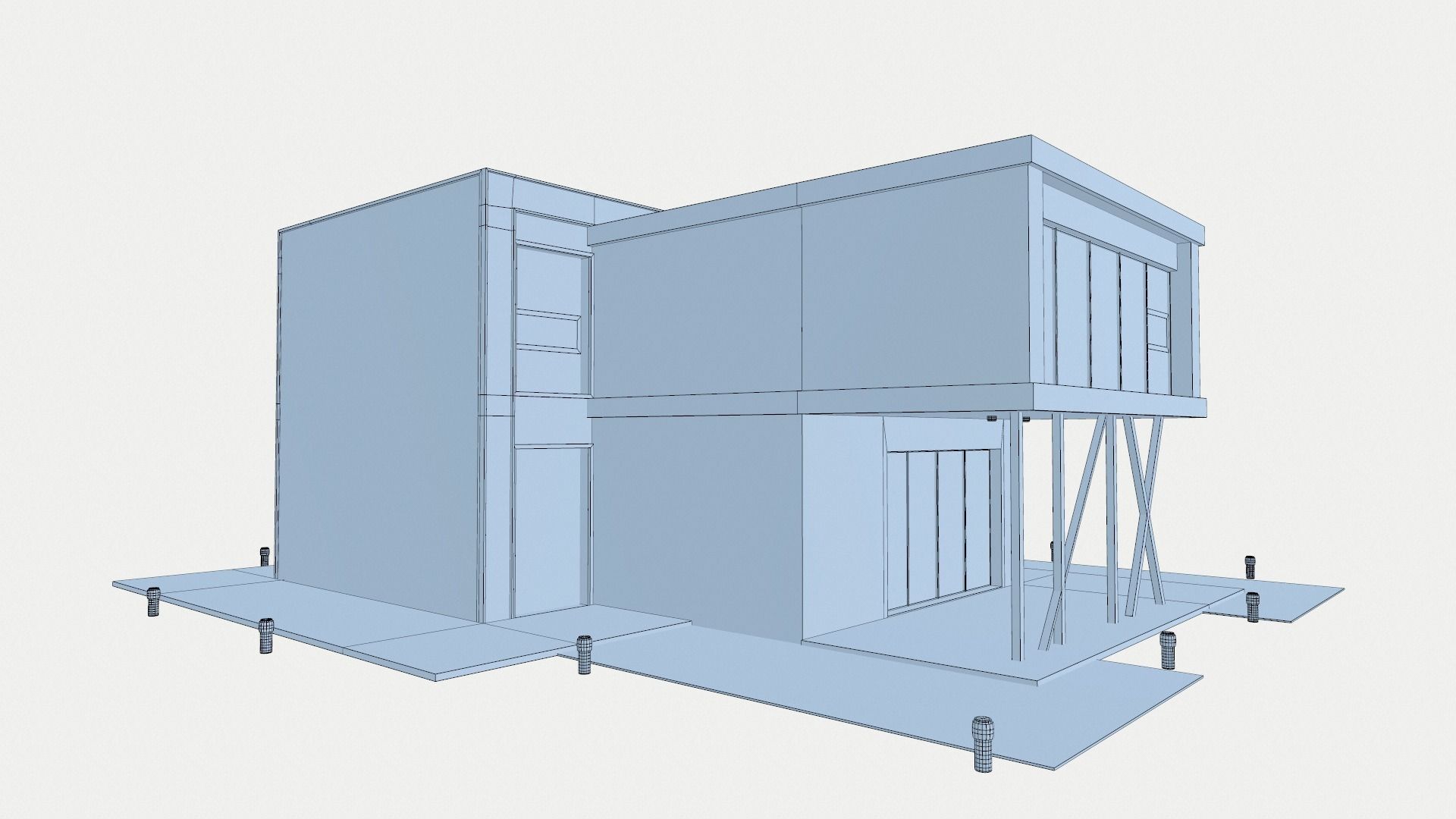 Loft Style House Low-poly 3D model_9