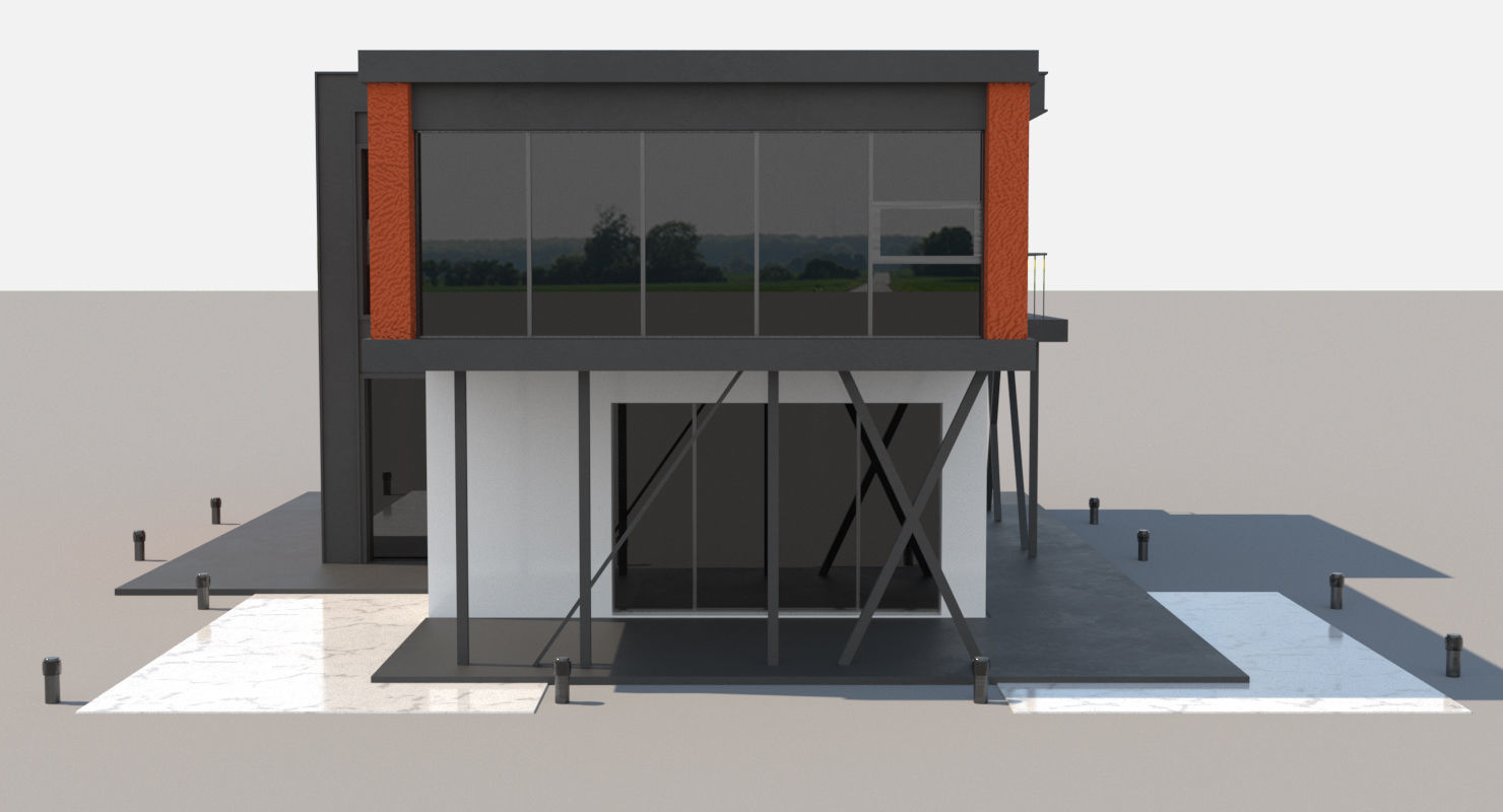 Loft Style House Low-poly 3D model_3