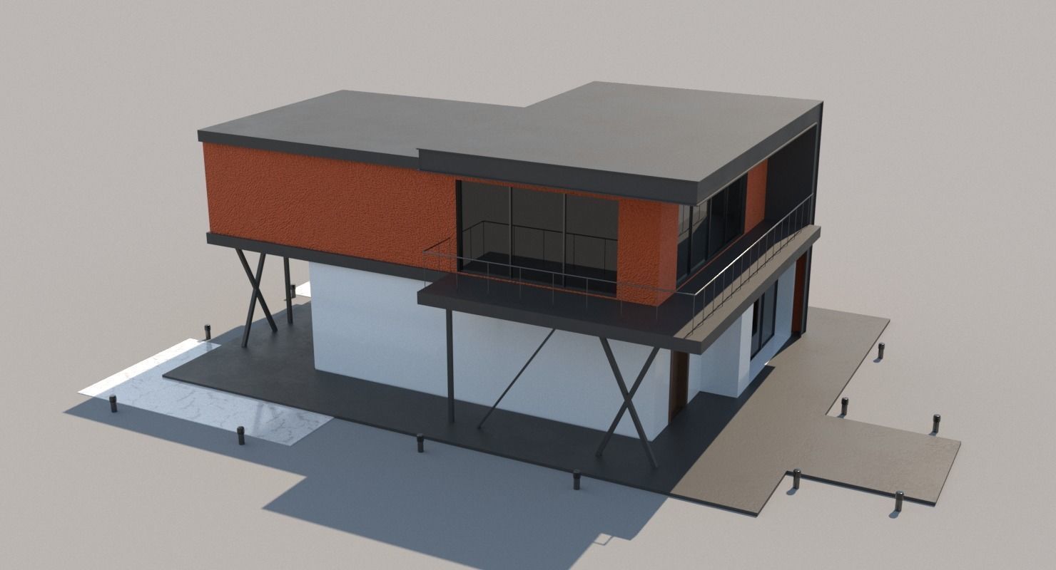 Loft Style House Low-poly 3D model_6