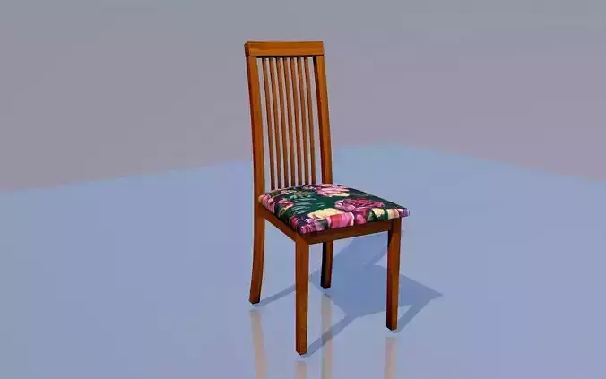 Chair collection 2 wooden with floral pattern