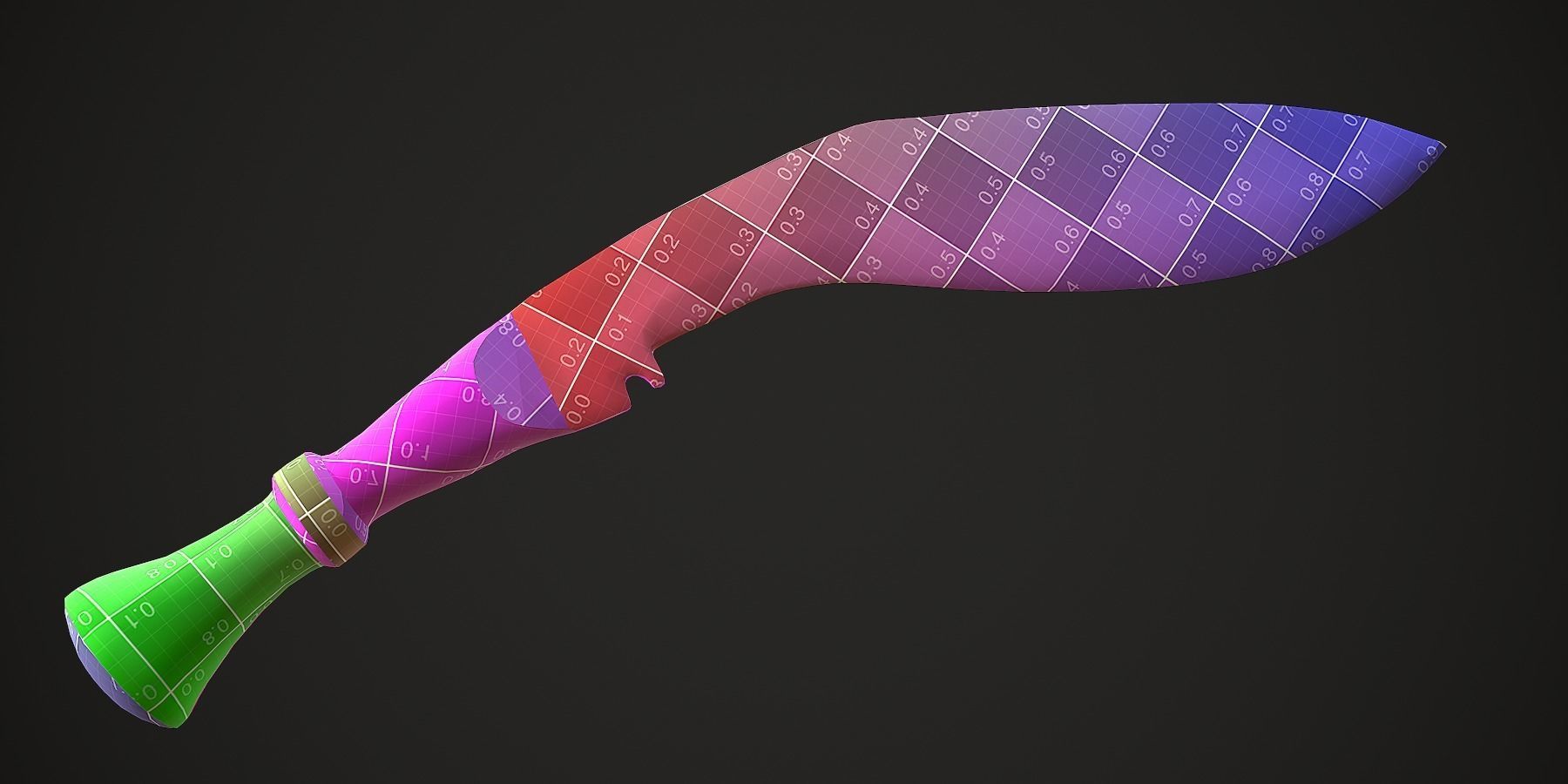 Kukri Knife with PBR textures Low-poly 3D model_7