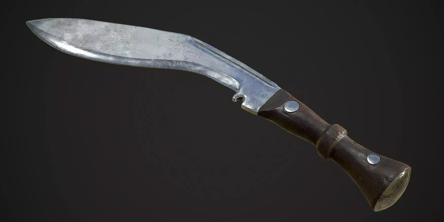Kukri Knife with PBR textures Low-poly 3D model_0
