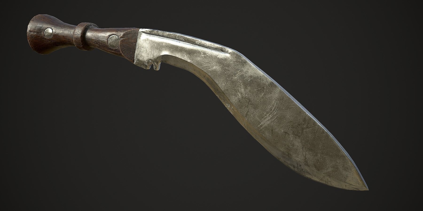 Kukri Knife with PBR textures Low-poly 3D model_2