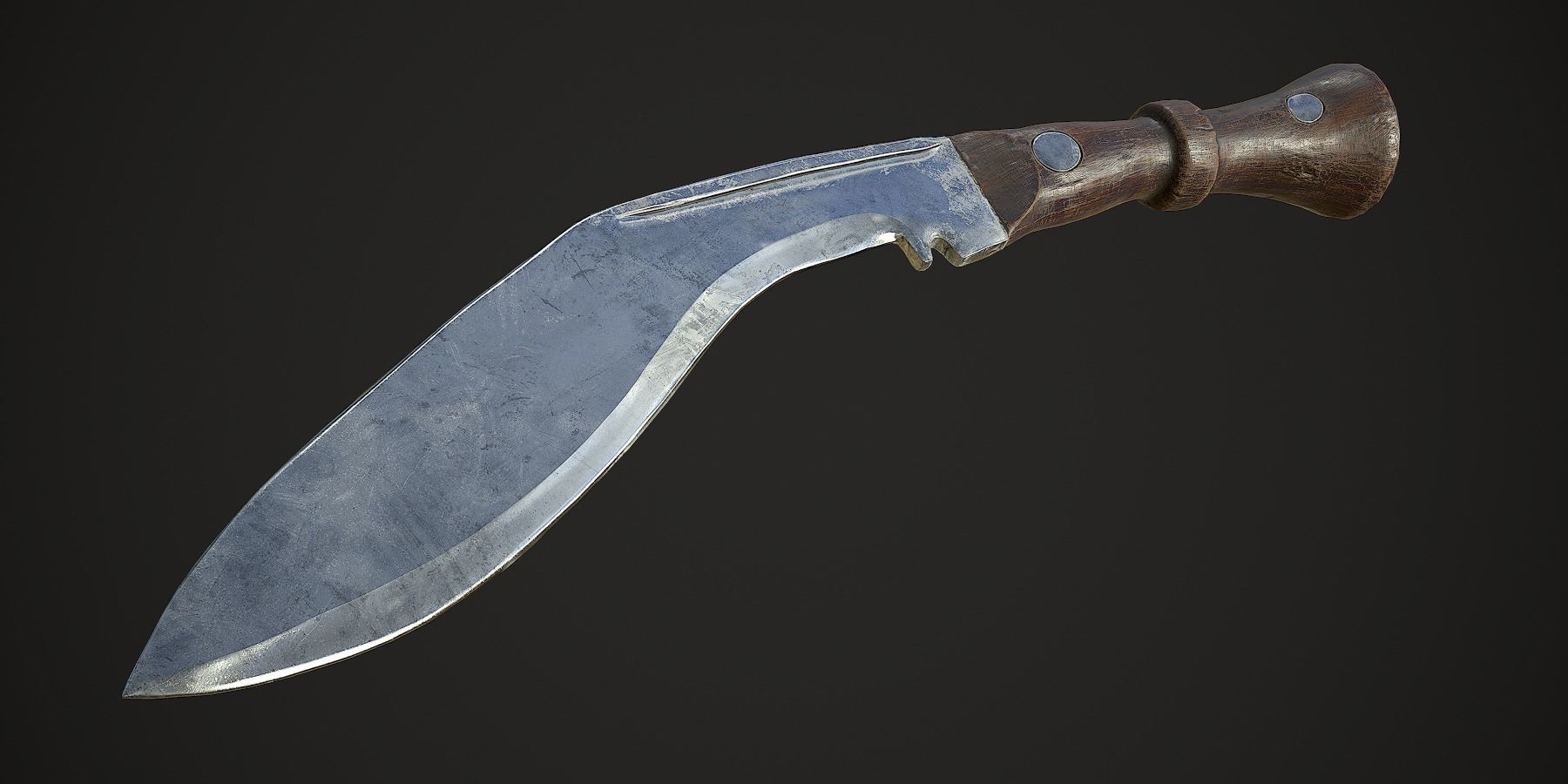 Kukri Knife with PBR textures Low-poly 3D model_1
