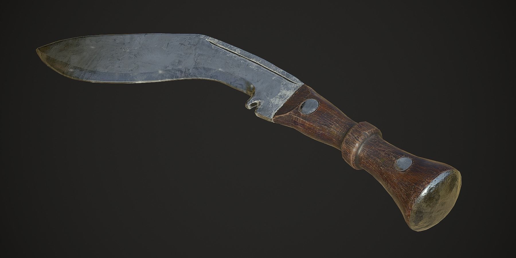 Kukri Knife with PBR textures Low-poly 3D model_3
