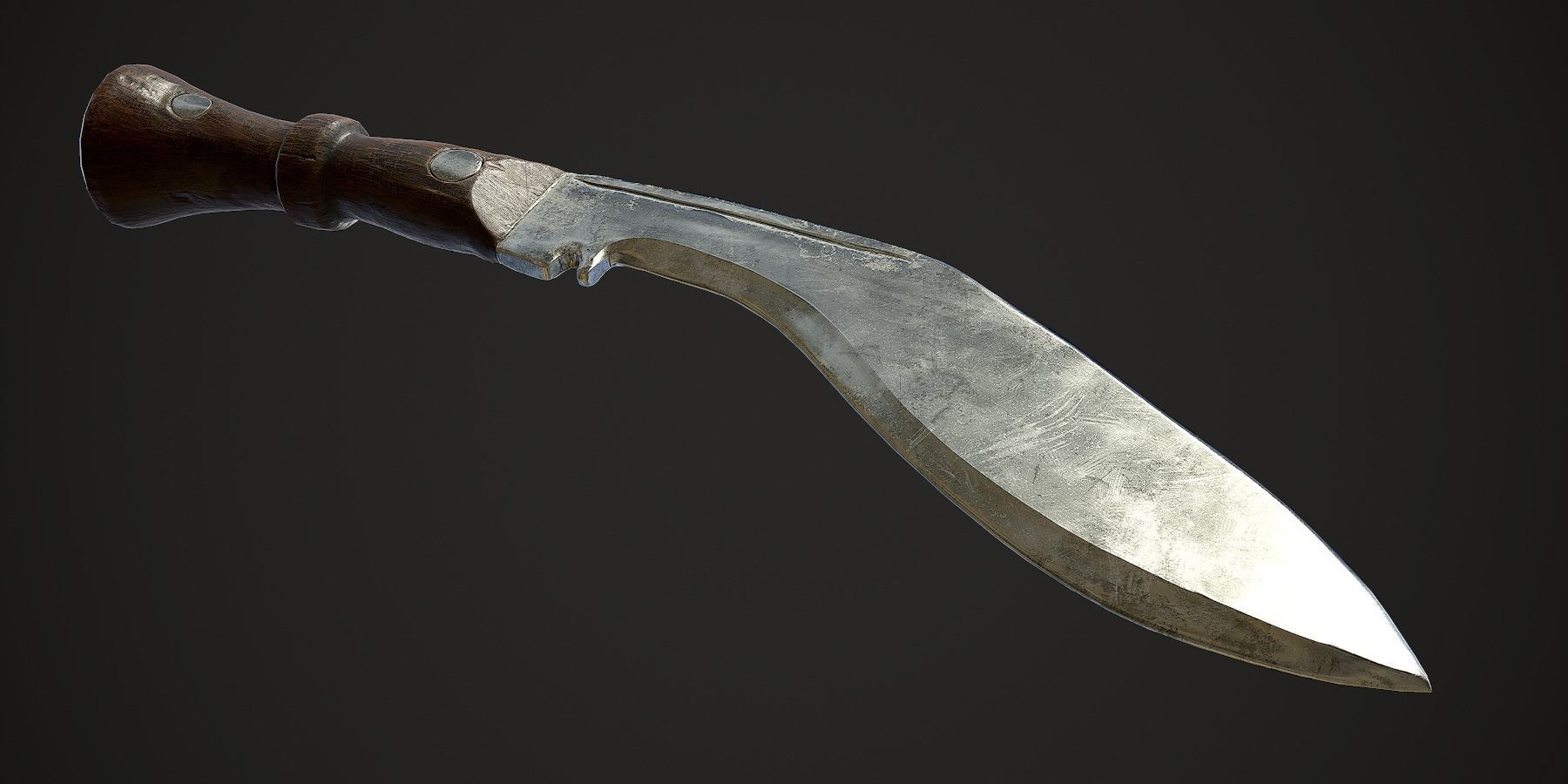 Kukri Knife with PBR textures Low-poly 3D model_6