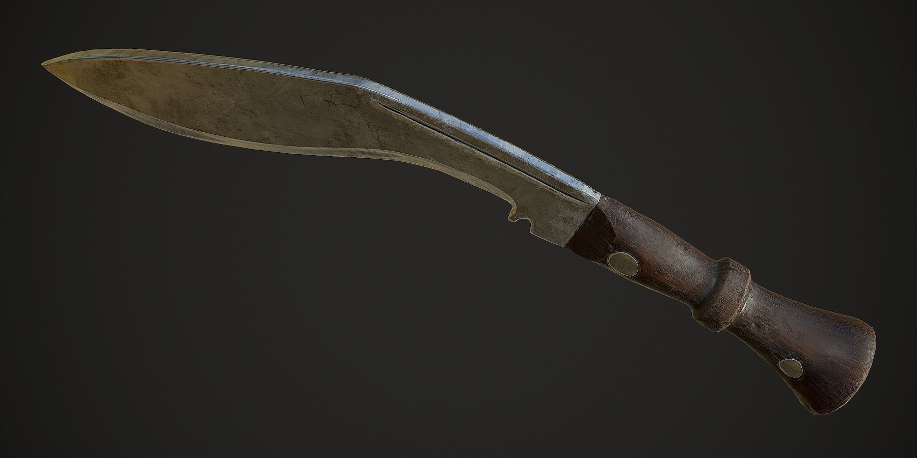 Kukri Knife with PBR textures Low-poly 3D model_5