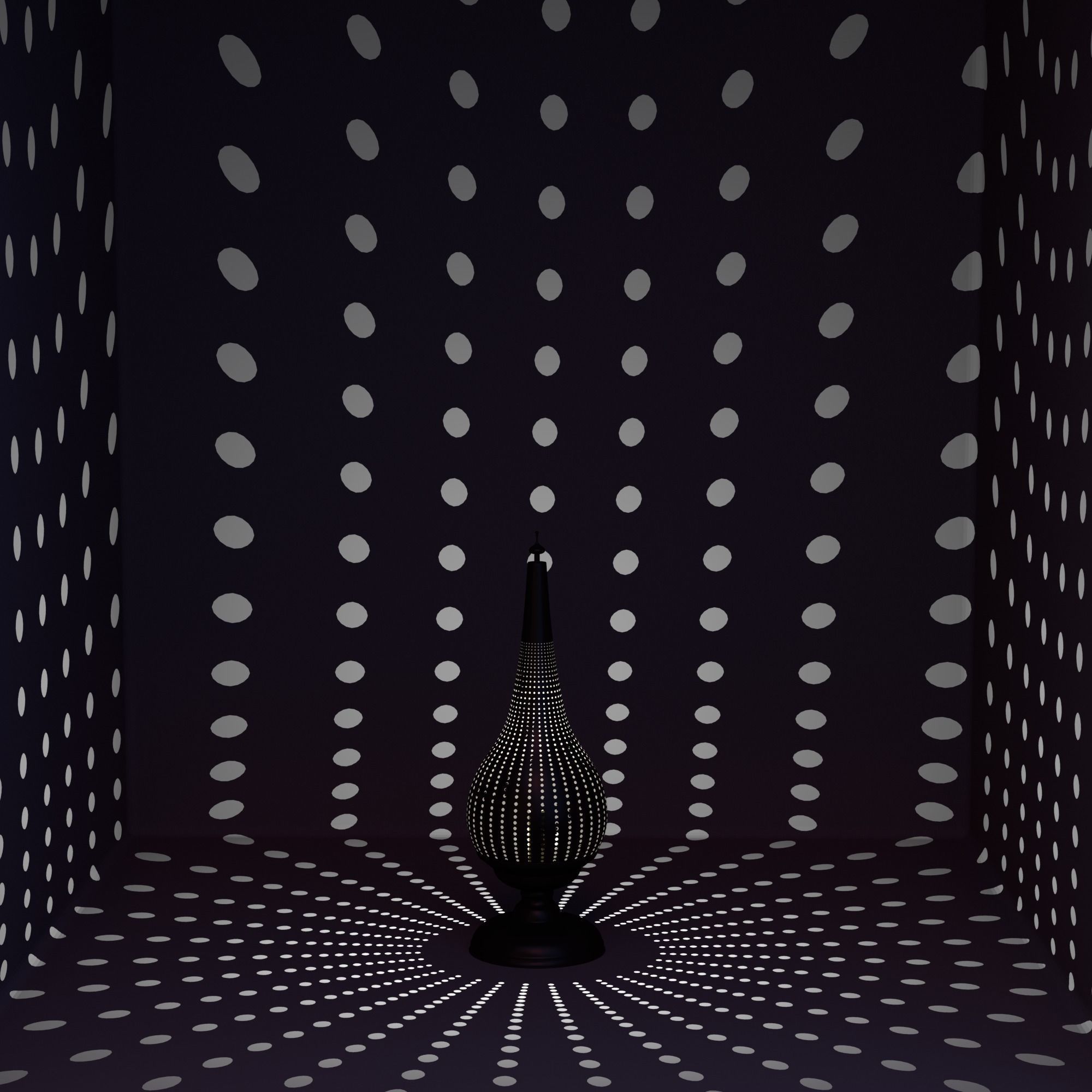 Moroccan Perforated Metal Conical Lantern 3D model_12