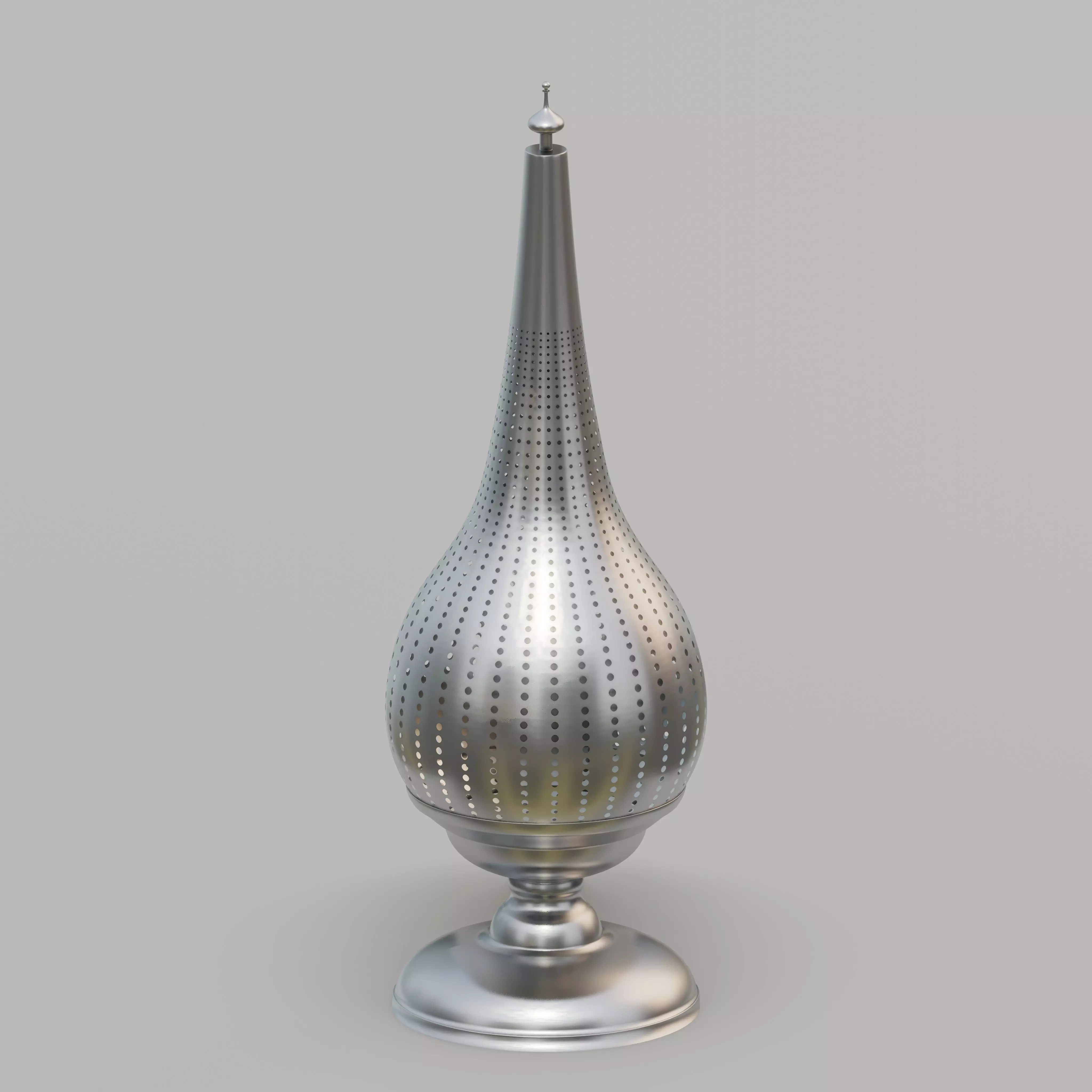Moroccan Perforated Metal Conical Lantern 3D model_0