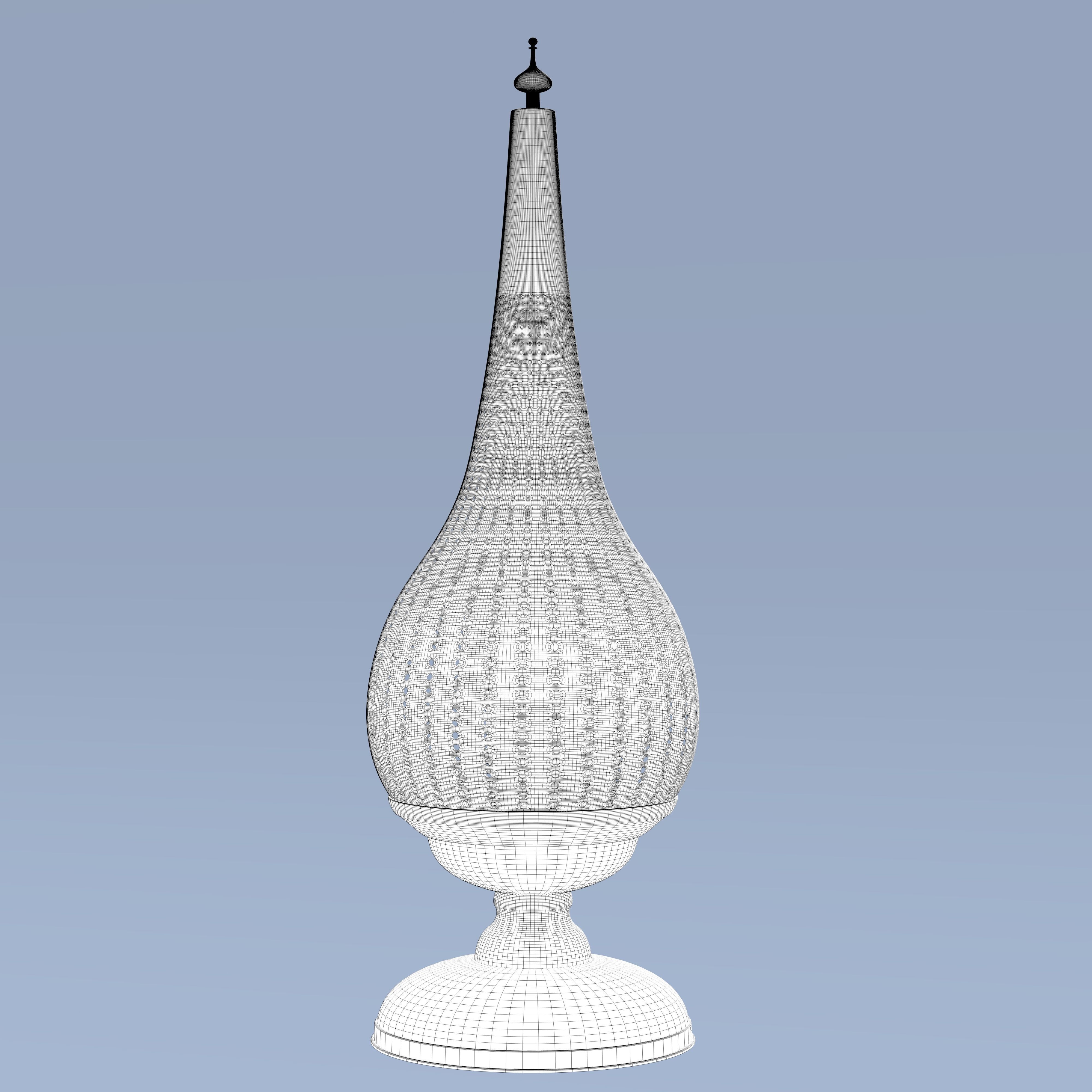 Moroccan Perforated Metal Conical Lantern 3D model_4