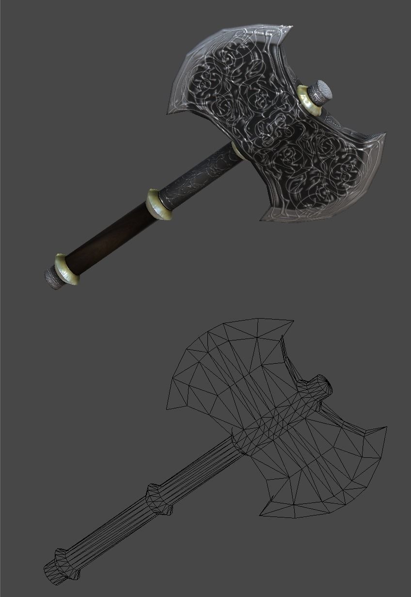 Battle ax1 Low-poly 3D model_8