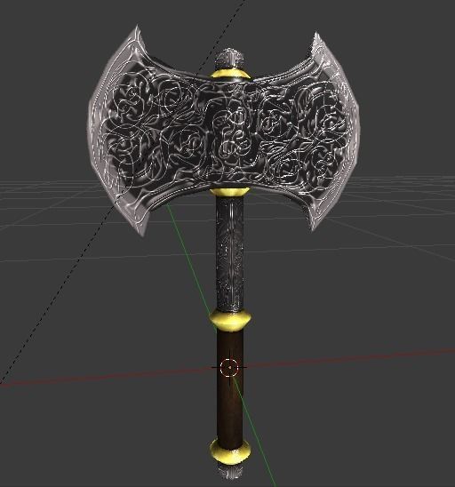 Battle ax1 Low-poly 3D model_2