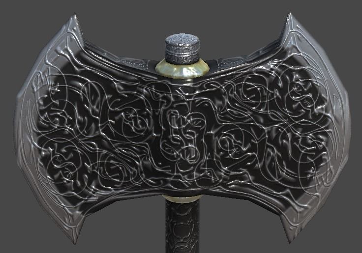 Battle ax1 Low-poly 3D model_1