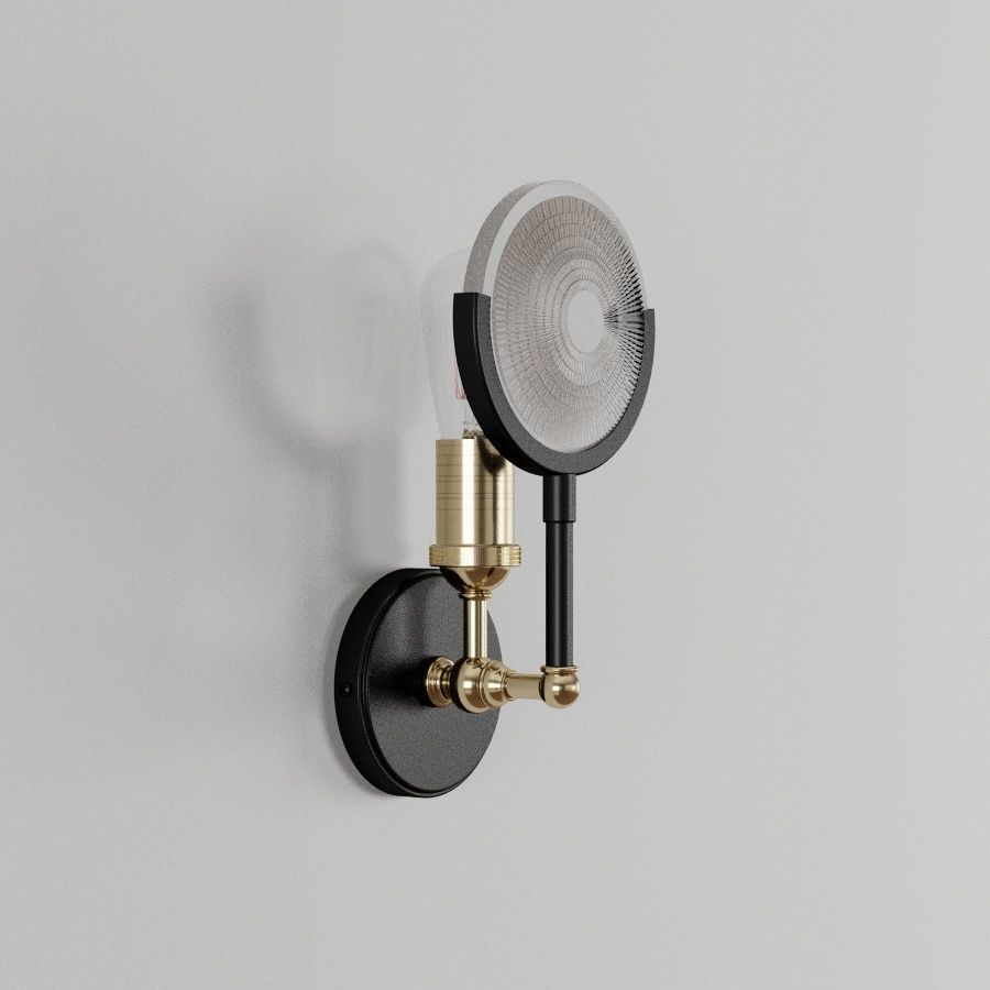 Light Slate and Vintage Brass Sconce 3D model_1
