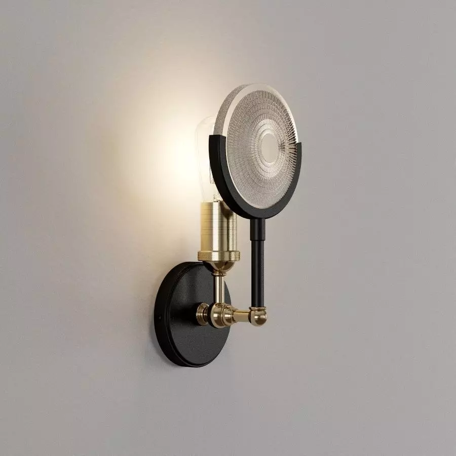 Light Slate and Vintage Brass Sconce 3D model_0