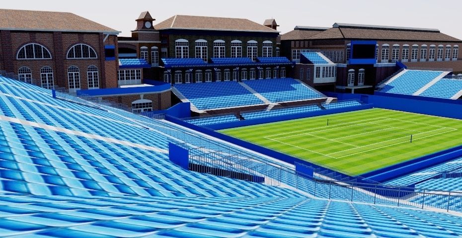 Queens Club Tennis Stadium - London Low-poly 3D model_2