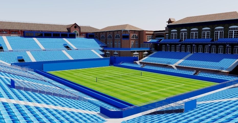 Queens Club Tennis Stadium - London Low-poly 3D model_1