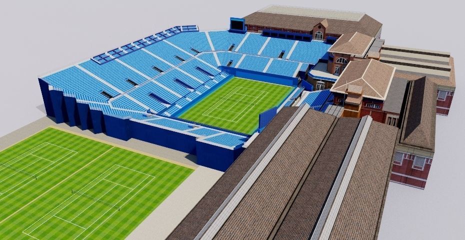 Queens Club Tennis Stadium - London Low-poly 3D model_4