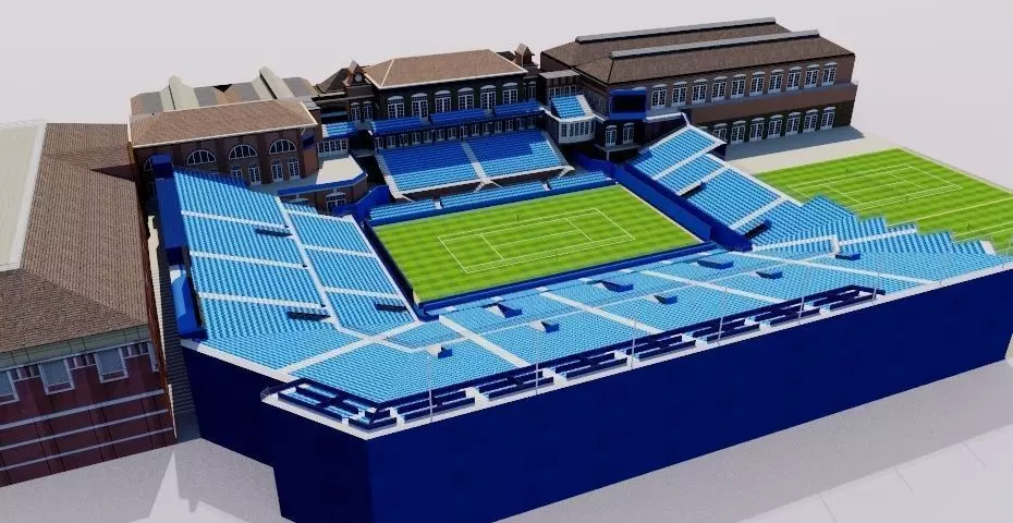 Queens Club Tennis Stadium - London Low-poly 3D model_0
