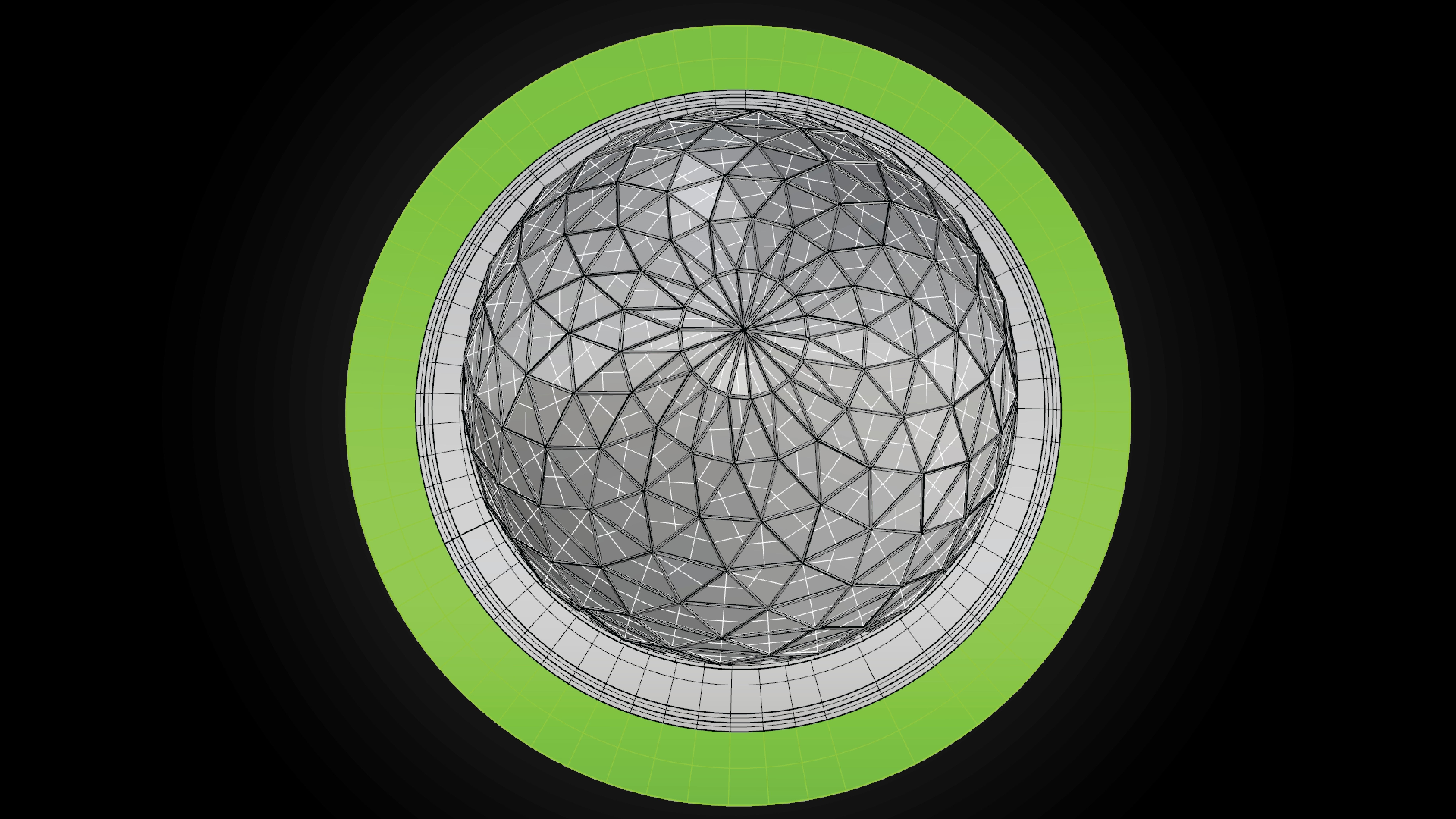 Dome triangulated glass panels and wire-frame structure w base 3D model_10